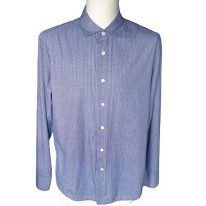 EGARA Slim Fit SZ L 100% Cotton Blue Print Men's Button Up Shirt